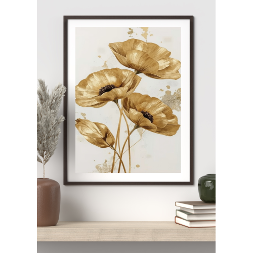 Golden Flowers Print 2
