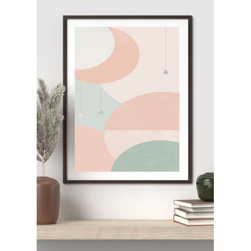 Boho Minimalist Geometric Wall Art 1 – Soft Pastel Abstract Digital Print