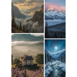 Winter Moonlight Landscape Wall Art – Set of 13