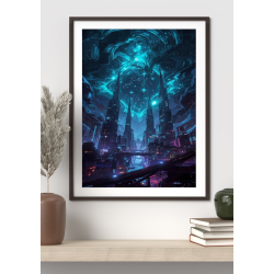 Futuristic Glow City Print 1