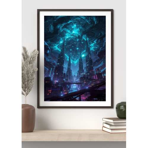 Futuristic Glow City Print 1