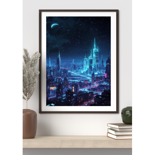 Futuristic Glow City Print 3
