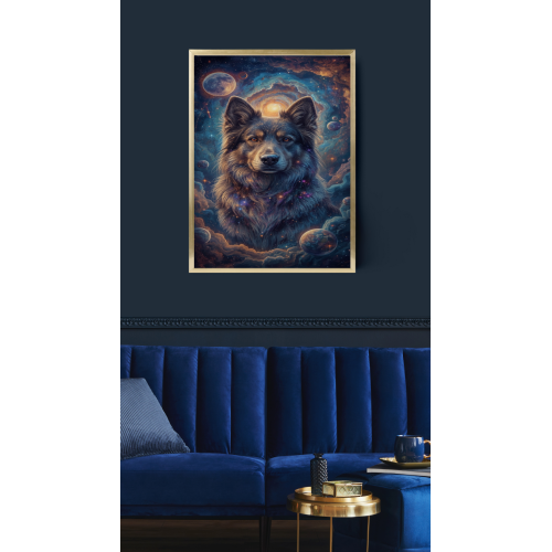 Blue Moon Dog 3 – Mystical Abstract Digital Art Print