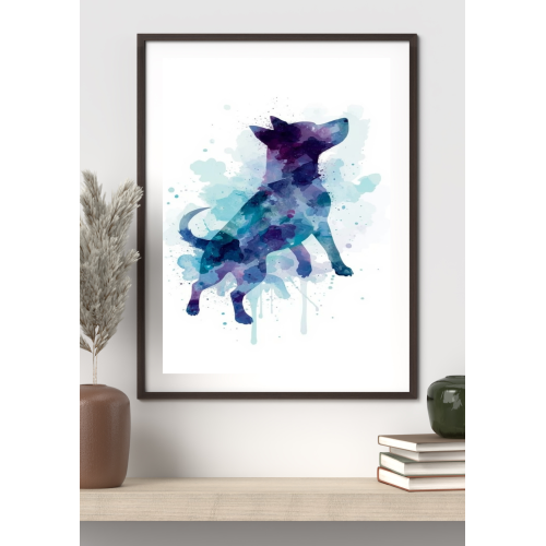 Dog Blue Watercolour Abstract 2 Digital Print