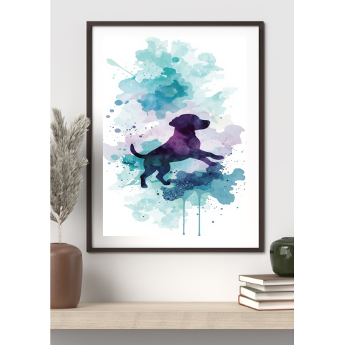 Dog Blue Watercolour Abstract 3 – Modern Digital Art Print