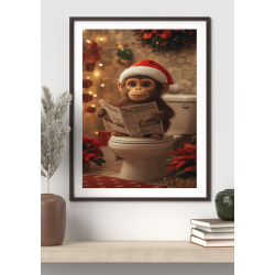 Funny Christmas Monkey Wall Art