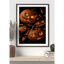 Creepy Shattered Pumpkin Print: Gothic Halloween Wall Art (8x10)