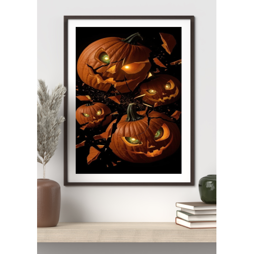 Creepy Shattered Pumpkin Print: Gothic Halloween Wall Art (8x10)