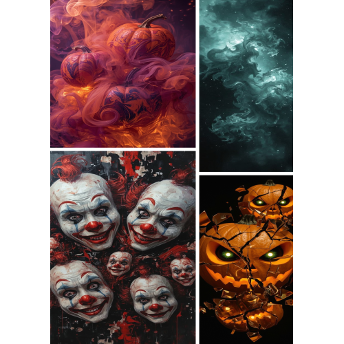 Creepy Halloween Poster Prints – Printable Gothic Haunted House Digital Art